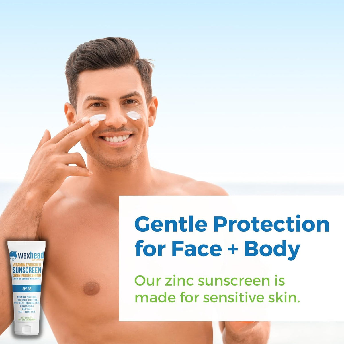 Waxhead Non-Nano Zinc Oxide Sunscreen, EWG Sunscreen with Zinc Oxide for Face + Body, Mineral