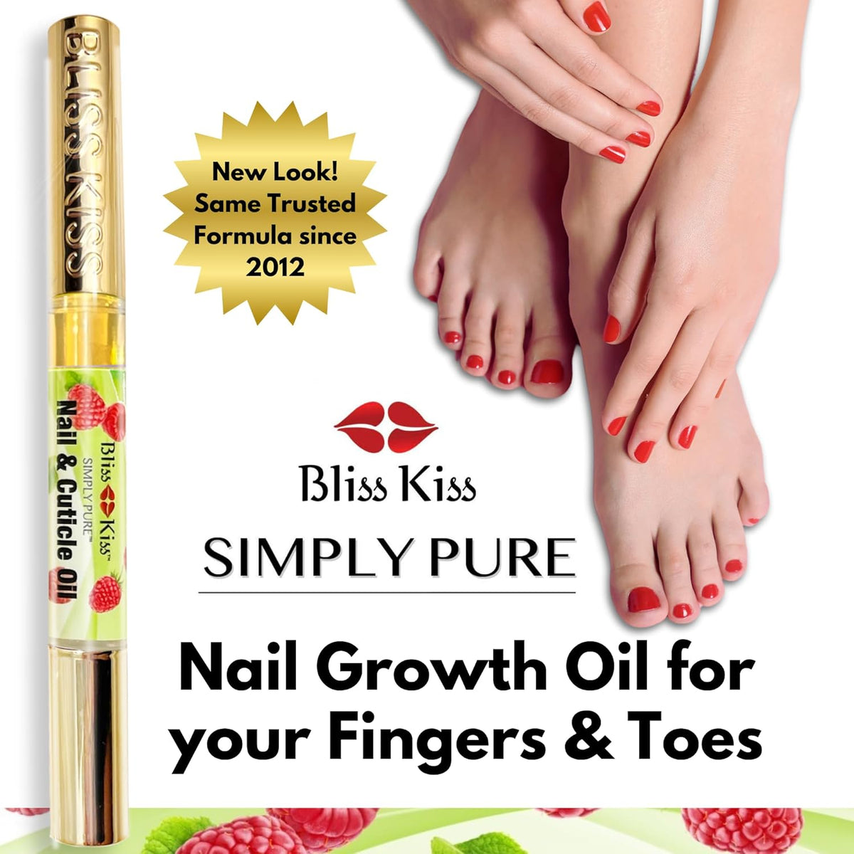 Bliss Kiss | 1 Juicy Raspberry Fragrance | Nail Oil Cuticle Pen w/Vitamin E & Jojoba⏤Nail