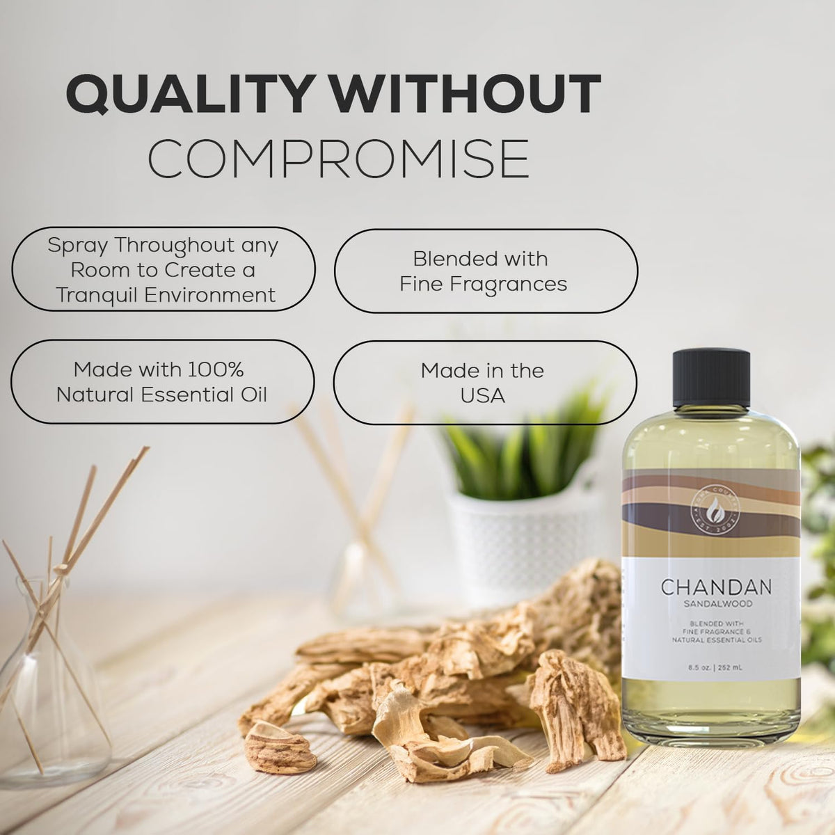 Aroma Country Chandan Diffuser Oil - Luxury Essential Oils for Diffuser Refill & Air Freshener Room