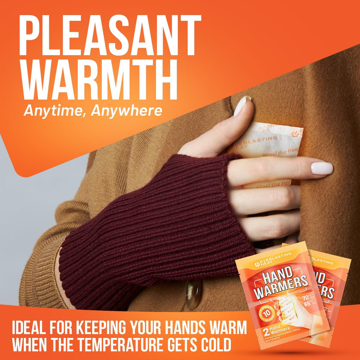 Hand Warmers 40 Pairs (80 Warmers) - Up to 10 Hours of Long Lasting Warmth and Hot Hands - Easy Air