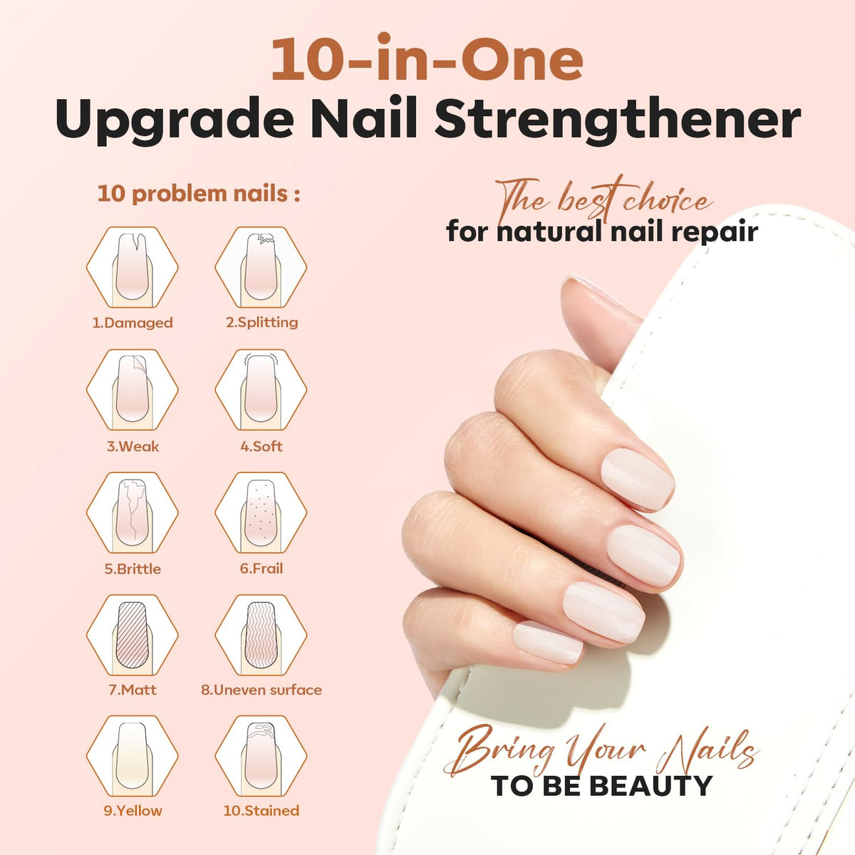 modelones Nail Strengthener, Milky White Nail Polish Natural Nail Concealer Foundation Air Dry Nail