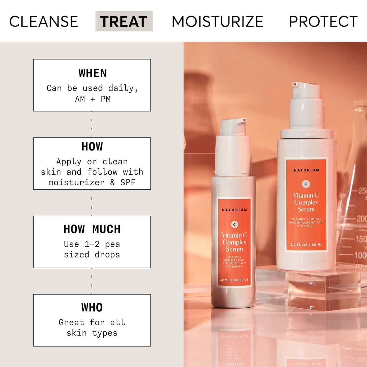Naturium Vitamin C Complex Face Serum, Anti-Aging Facial Treatment with Hyaluronic Acid & Vitamin
