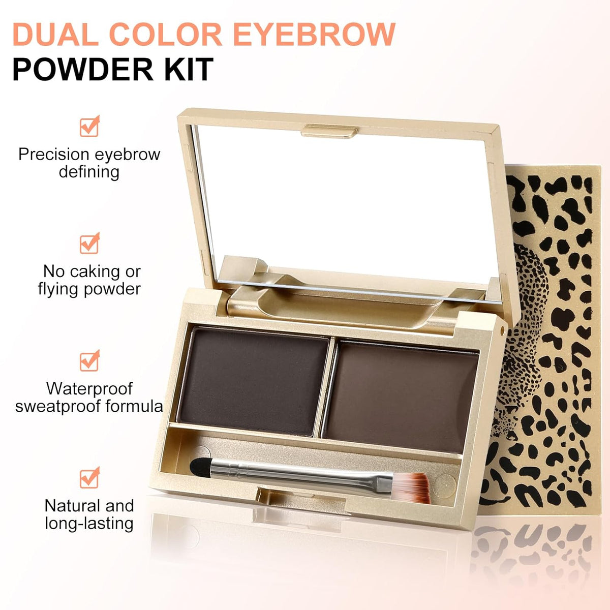 Boobeen Eyebrow Powder Kit, 2-color Waterproof Eyebrow Palette Makeup to Definer & Filler Brows