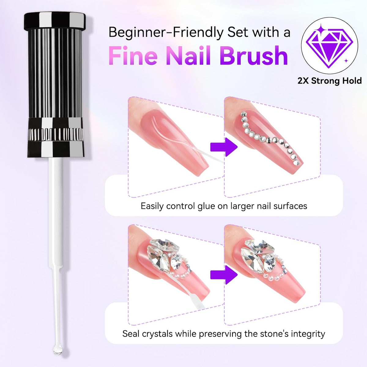 Makartt Nail Rhinestone Glue Gel, Upgrade Gel Nail Glue with Brush Pen Tip Super Strong Adhesive