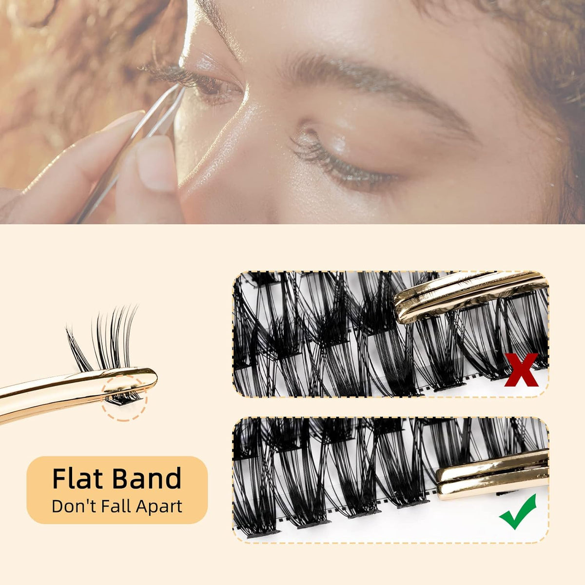 QUEWEL Cluster Lashes 240Pcs Individual Lashes 40D+50D C Curl Mix8-14mm Lash Extensions Clusters