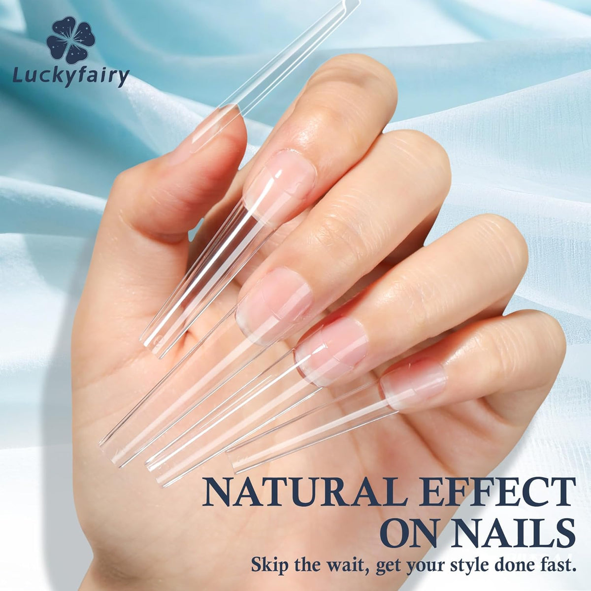 XXL Long Half Cover Coffin Nails Tips, 240 Pcs Clear Gel Acrylic Nails False Nail Tips Coffin, 12