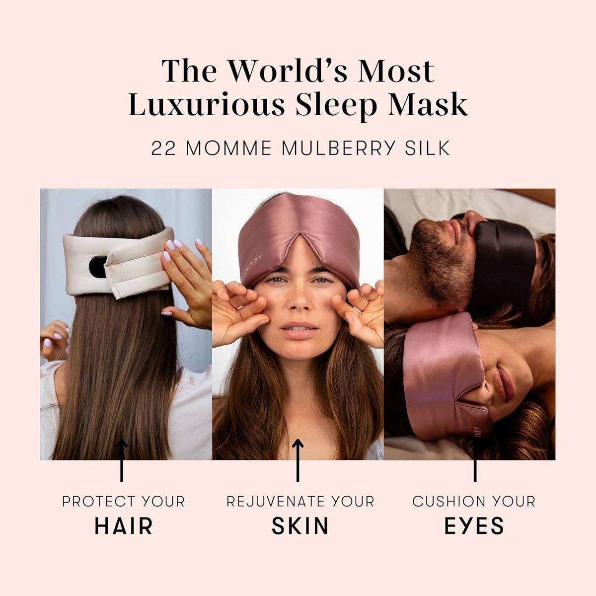 DROWSY Silk Sleep Mask. Face-Hugging, Padded Silk Cocoon for Luxury Sleep in Total Darkness.