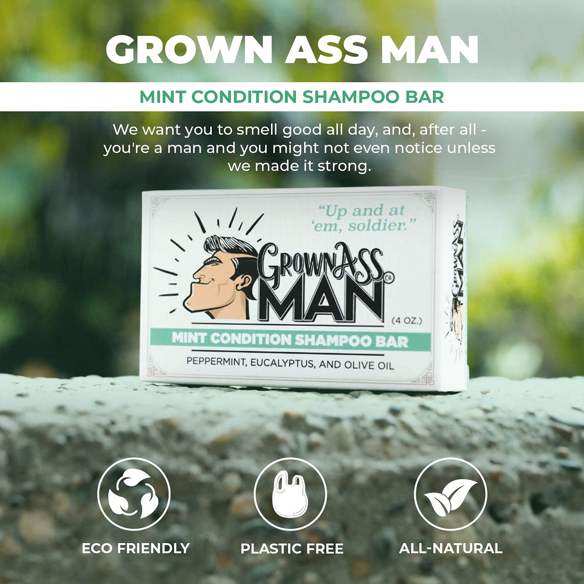 Solid Shampoo Bar Rich Lather 3 in 1: Hair, Beard & Body Wash - Plastic Free & Eco-Friendly