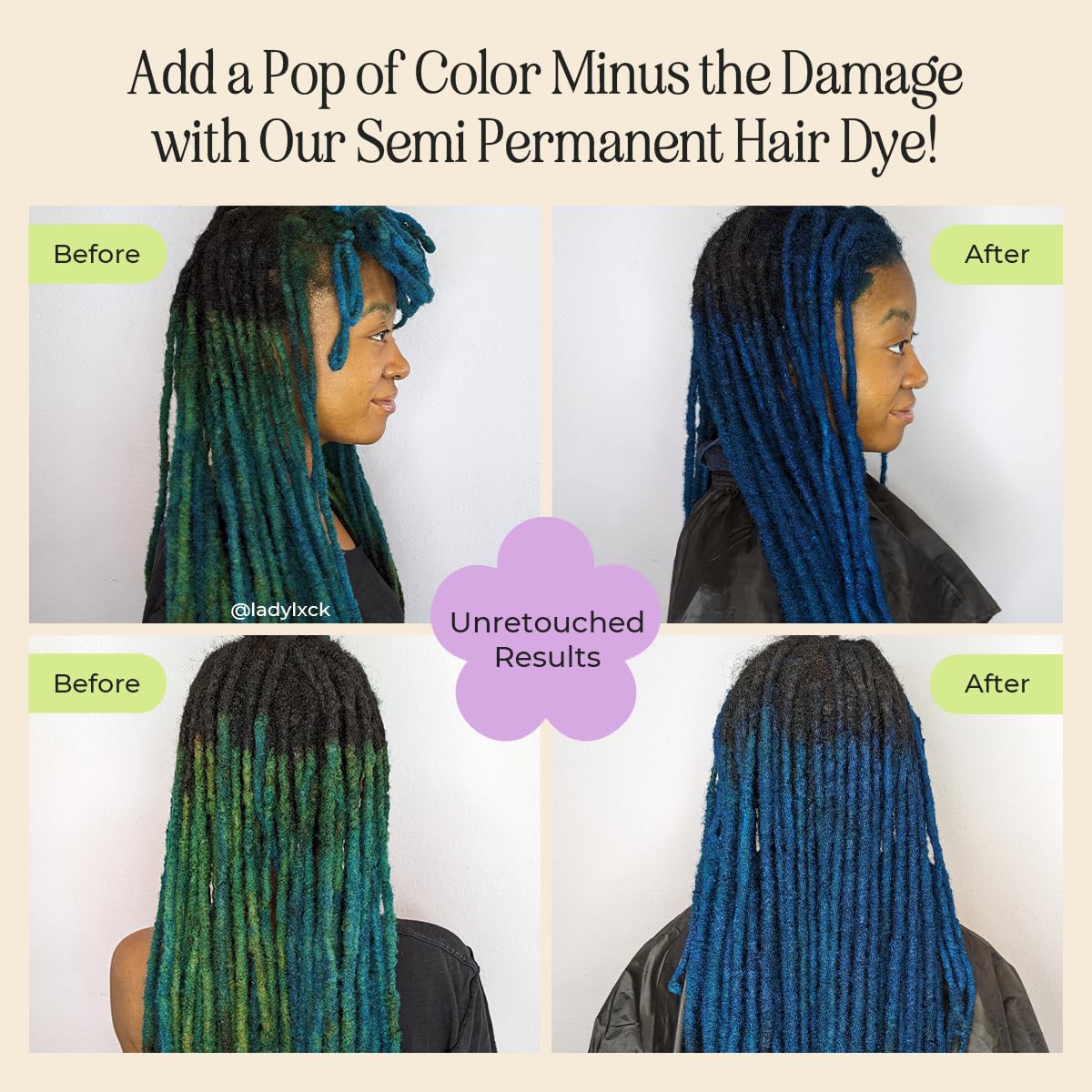 INH Semi Permanent Hair Color | Color Depositing Conditioner, Aquamarine Hair Dye | No Bleach No