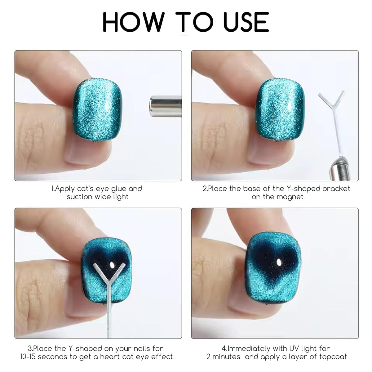 24 Pcs Cat Eye Magnet for Nails + 3 Y-Shaped Metal Brackets for Heart Cat Eye Effect Cylindrical