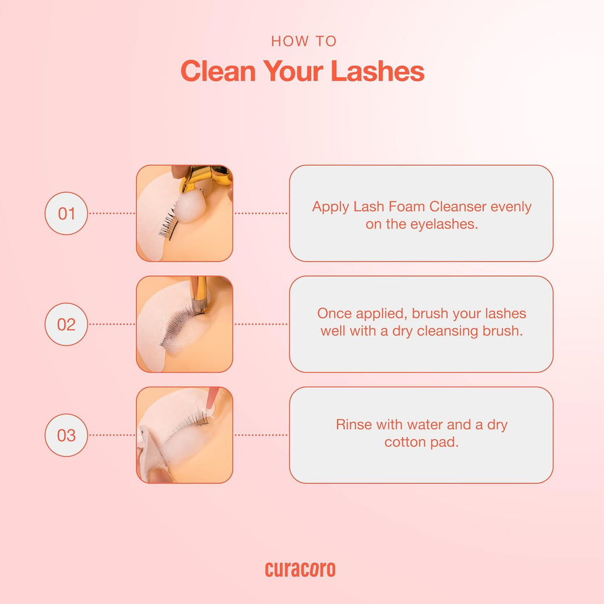 Curacoro 60ML Eyelash Extension Cleanser - Lash Shampoo for Lash Extensions, Eyelash Extension Foam