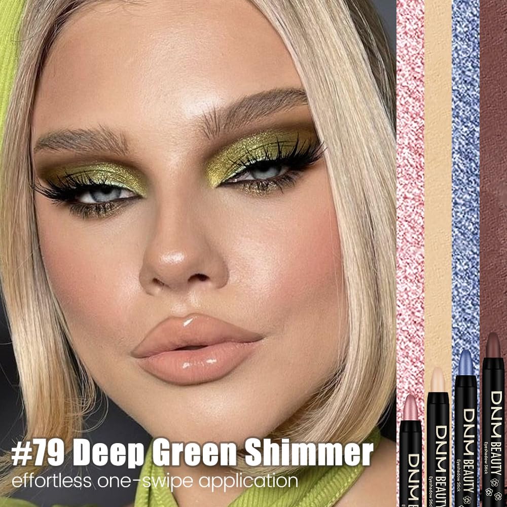 Kaely Cream Eye Shadow Sticks, Deep Green Shimmer Eyeliner Pencil Eyeshadow Palette Makeup, Eye