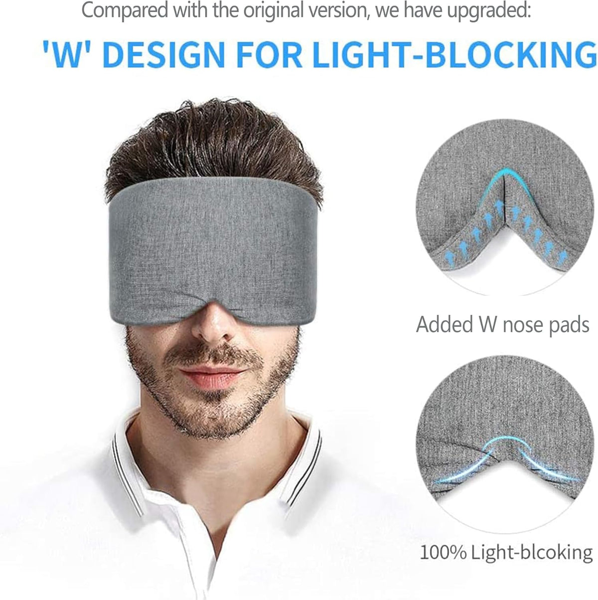 FRESHME Cotton Sleep Eye Mask for Men - Upgrade Design Blackout Side Sleeper Eyes Cover for Night