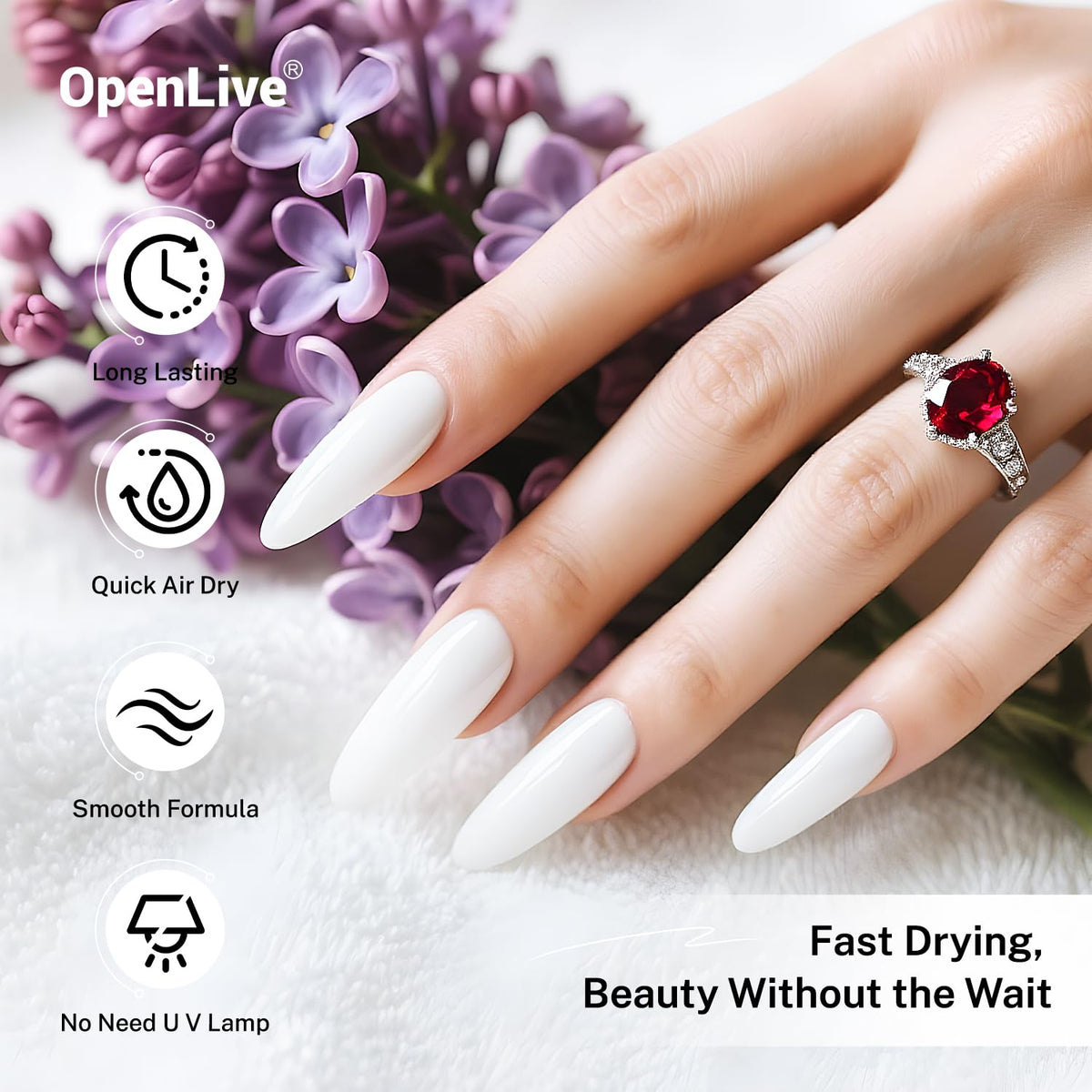 16.5ml White Nail Polish Large Volume Quick Drying Nail Polish, Fast Drying and Long Lasting Color