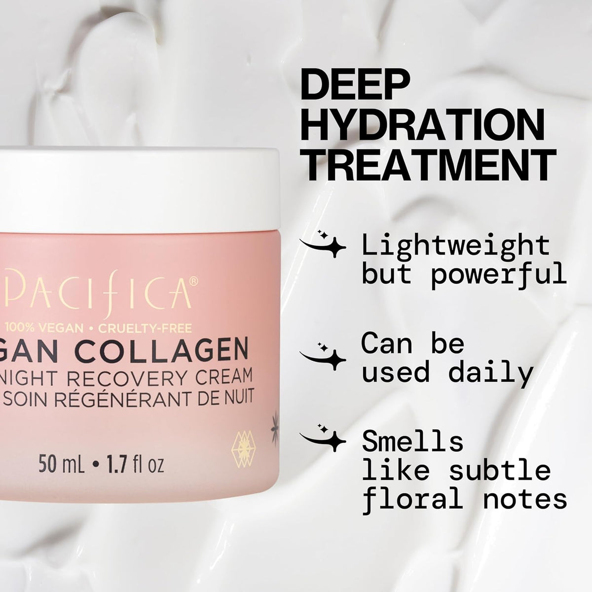 Pacifica Night Face Cream - Vegan Collagen Overnight Recovery Cream, Nighttime Face Cream for