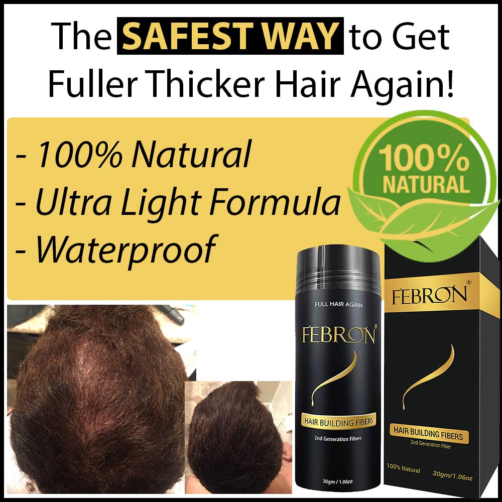 FEBRON Hair Fibers For Thinning Hair DARK BROWN For Women & Men Hair Loss Concealer Hair Powder