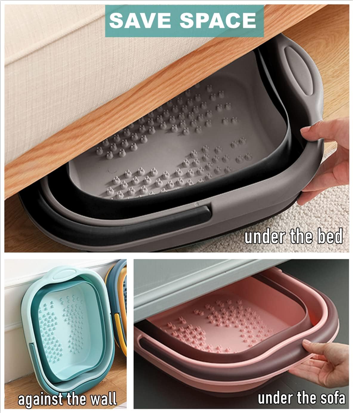 Collapsible Foot Tub Feet Soaking Spa Bath with Massager Acupoints for Circulation, Plastic