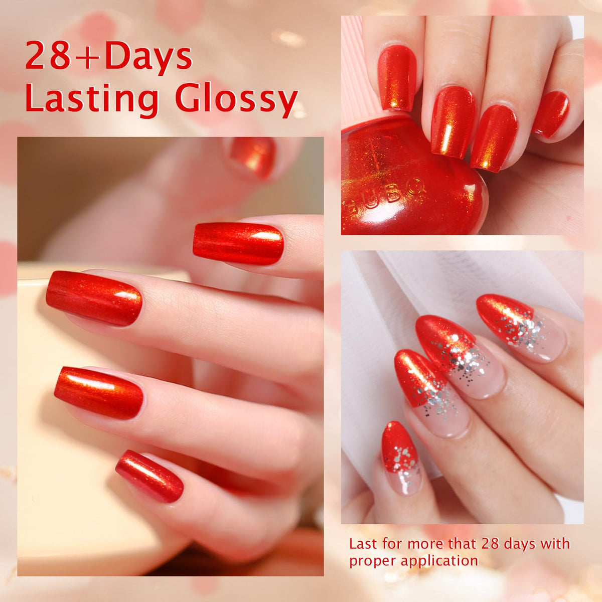 Major Dijit Quick Dry Nail Polish Gold Red Summer Nail Lacquer for Nail Art Regular Nail Polish