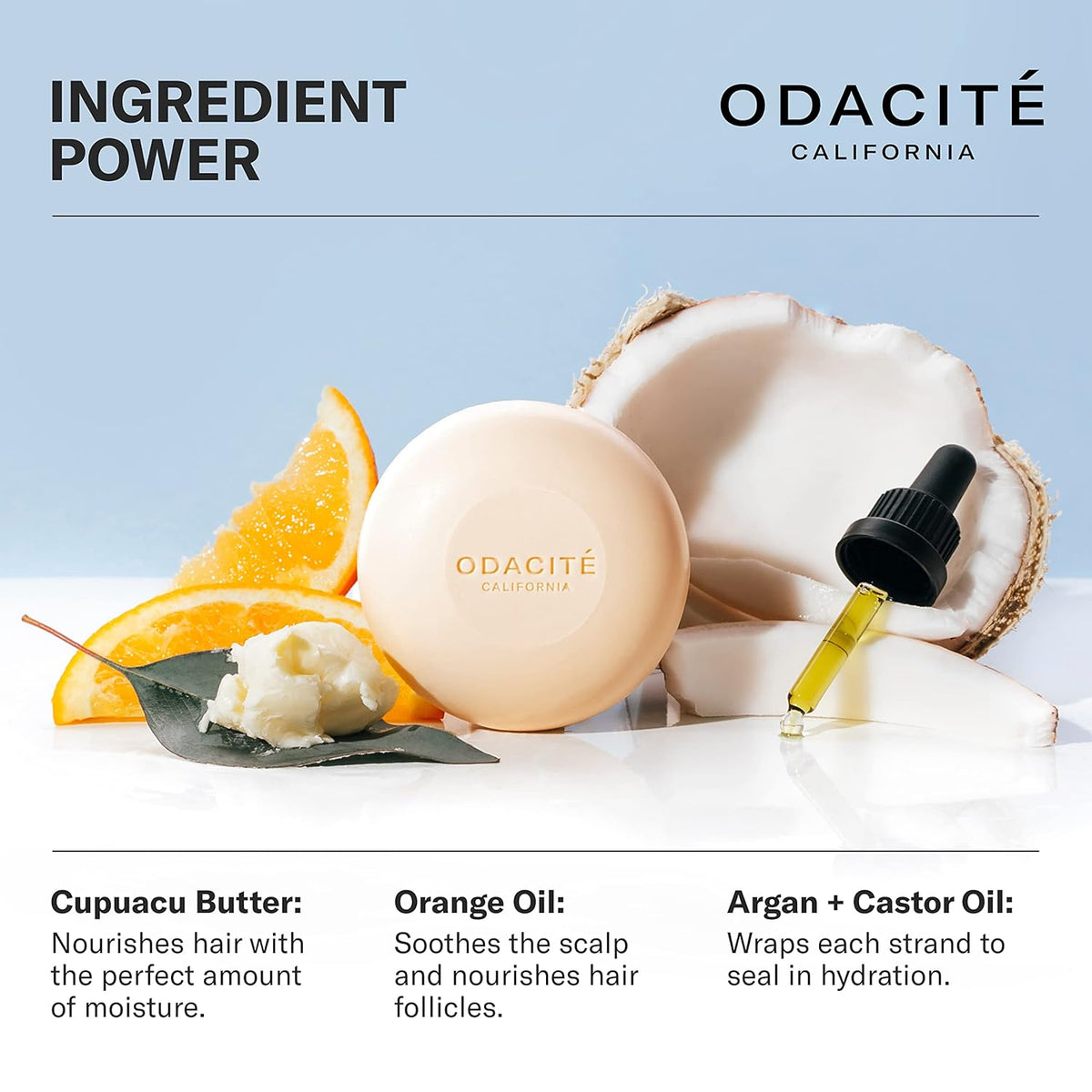 ODACITE Odacité Shampoo Bar for Hair Care - Argan & Coconut 552M Natural Soap Bar - Cleansing