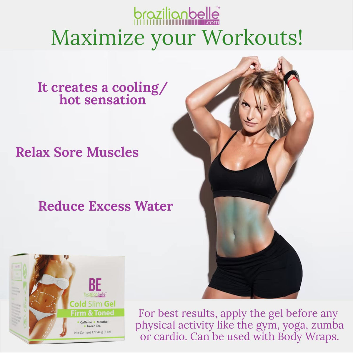 Brazilian Belle Cold Firmings Gel - Tightening & Anti Cellulite Cream with Caffeine - Advanced