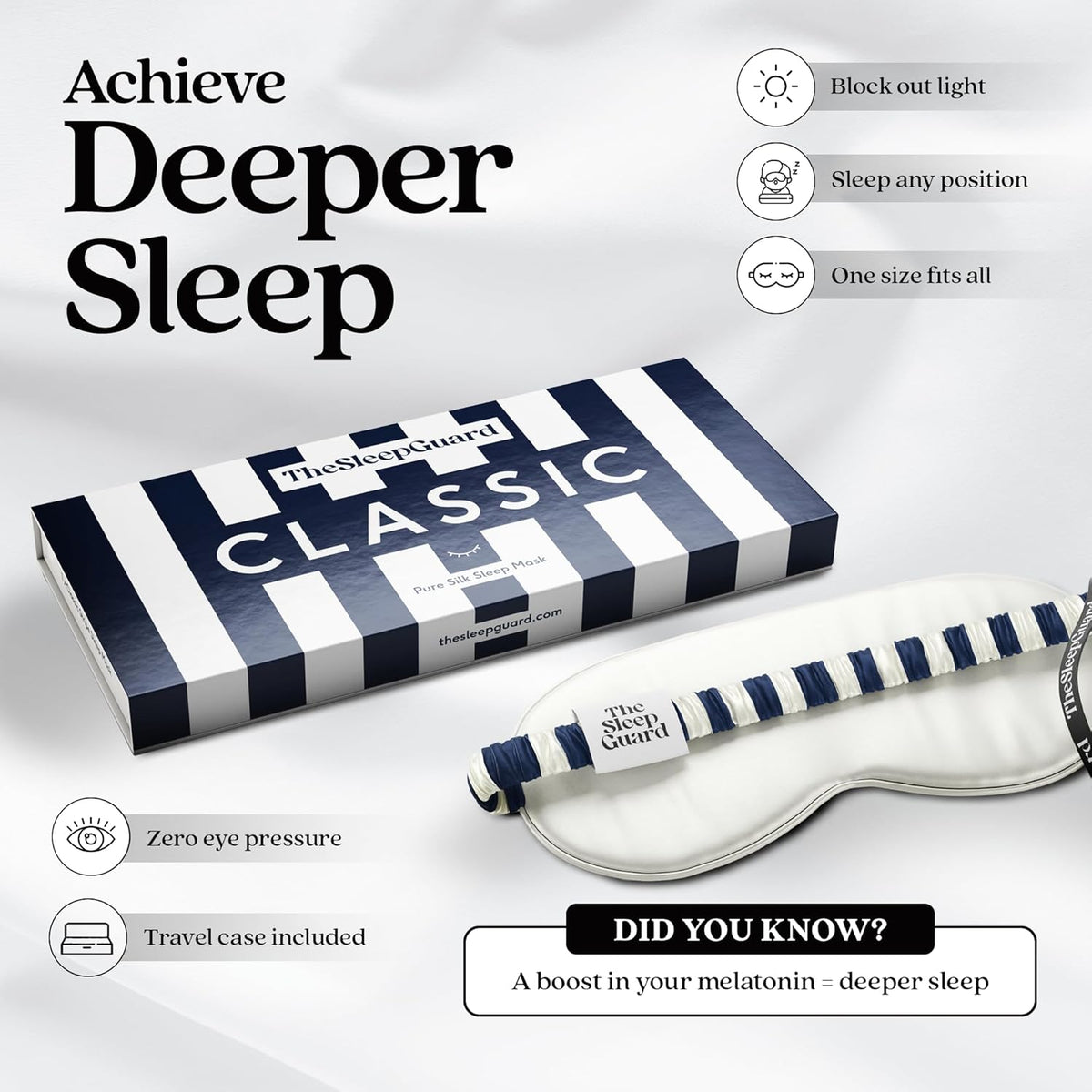 Pure Silk Sleep Mask [100% 6A Mulberry Silk, 22 Momme] Light Blocking Travel Essentials. Eye Masks