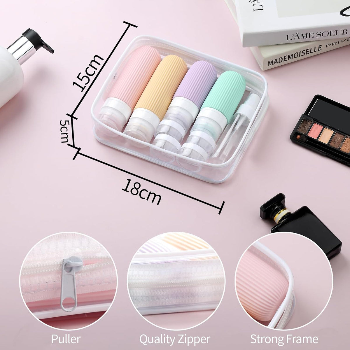 16 Pack Travel Bottles Set, TSA Approved Leak Proof Silicone Squeezable Containers for Toiletries