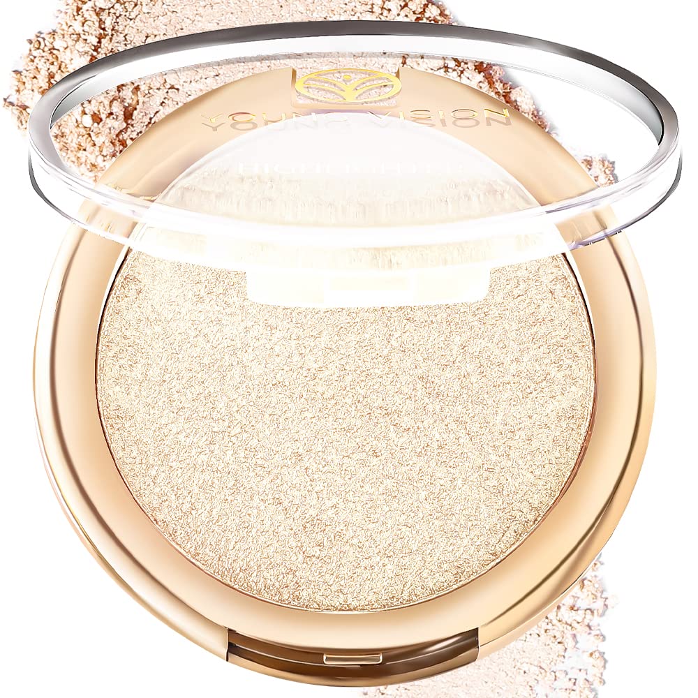YOUNG VISION Pressed Powder Highlighter, Baked Natural Glow Contour Powder & Face Highligher
