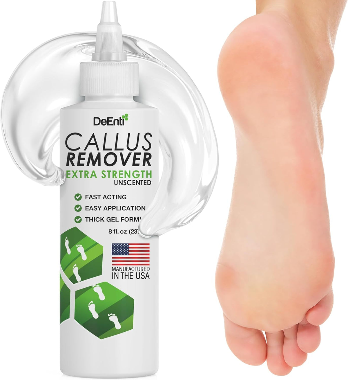 DeEnti Callus Remover for Feet, Extra Strength Foot Callus Remover Gel, 8oz Salon Grade Home
