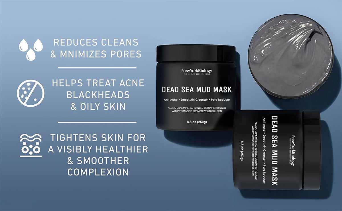 New York Biology Dead Sea Mud Mask for Face and Body | Spa Quality Pore Refiner for Oily Skin |
