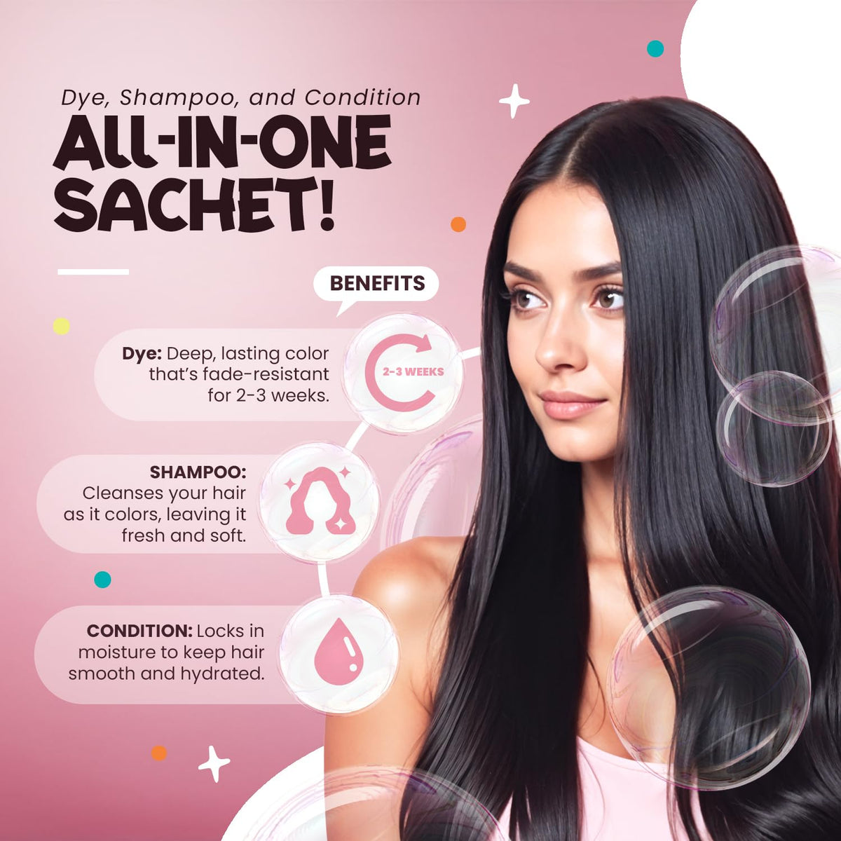 Herbishh Bubble Foam Hair Dye Shampoo, 3 in 1 Dye for 100% Grey Coverage, Permanent Hair Coloring