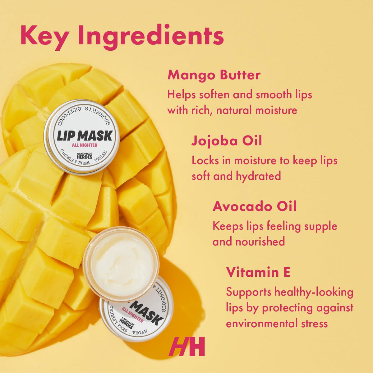 Handmade Heroes 100% Natural Coconut Lip Exfoliator & Lip Mask Gift Set - Gentle Exfoliant Sugar