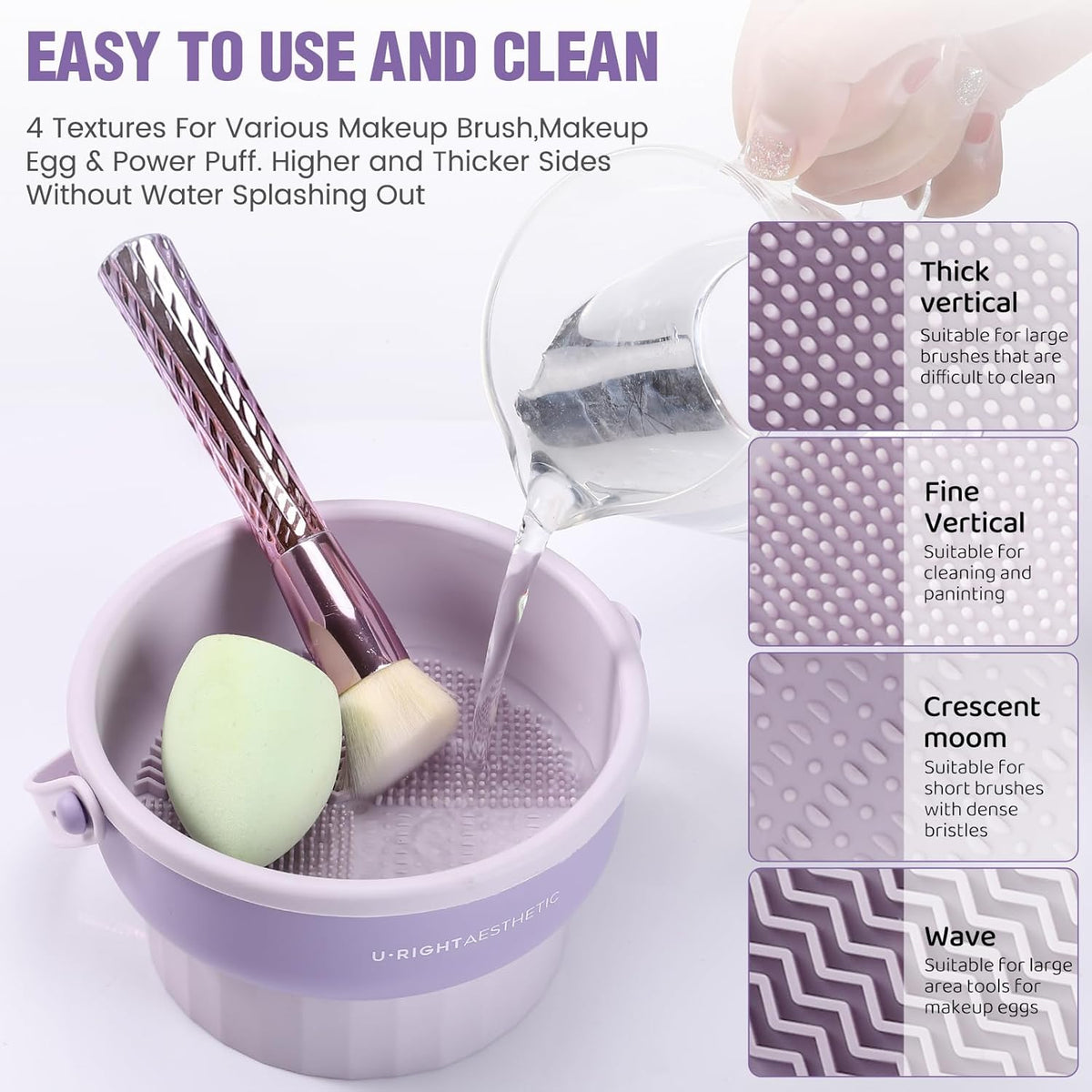 2 Pack Makeup Brush Cleaner Mat 3 in 1 Silicone Makeup Brush Cleaner Makeup Brush Cleaning Bowl