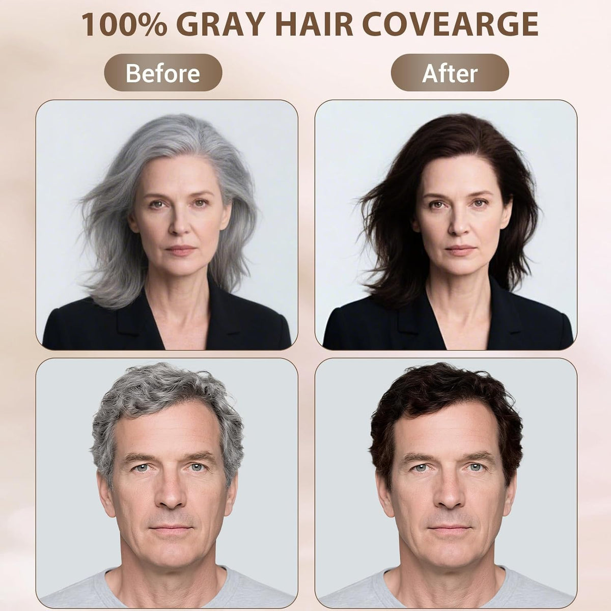 Dark Brown Hair Dye Shampoo 3 in 1 for Women Men Hair Color Shampoo Dye for Grey Hair Coverage