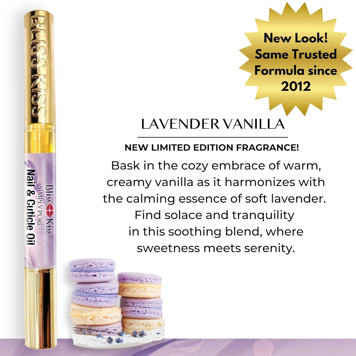 Bliss Kiss | 4 Lavender Vanilla | Oil Cuticle Pen w/Vitamin E & Jojoba⏤Nail Strengthener Nail