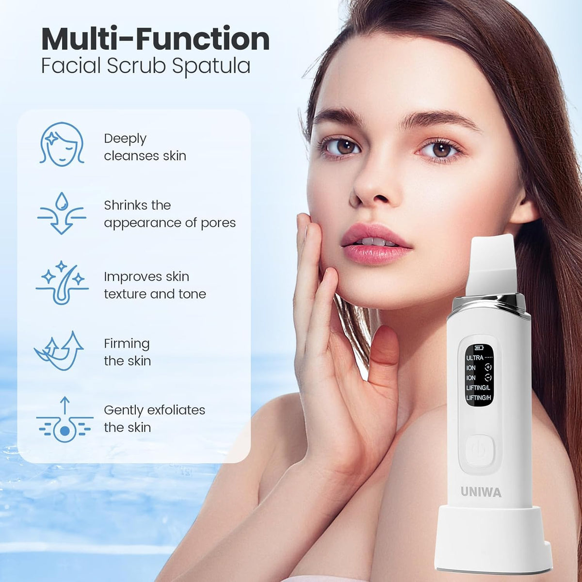 UNIWA Skin Scrubber Face Spatula, Skin Scrubber Pore Cleaner Blackhead Remover Tool for Deep Facial