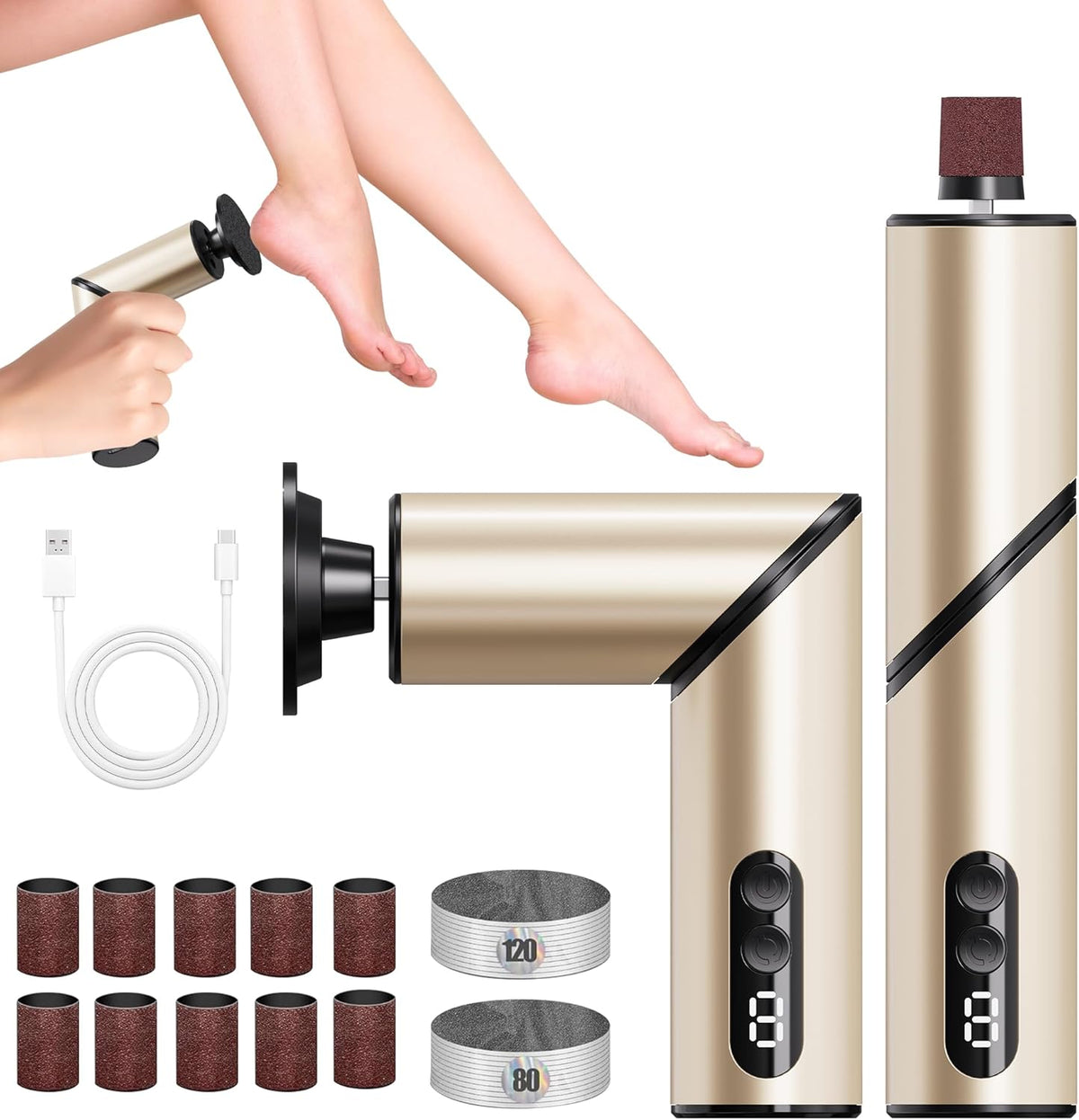 Electric Foot Callus Remover,2 in1 Rechargeable Callus Remover for Feet,9-Speed Wireless Electric