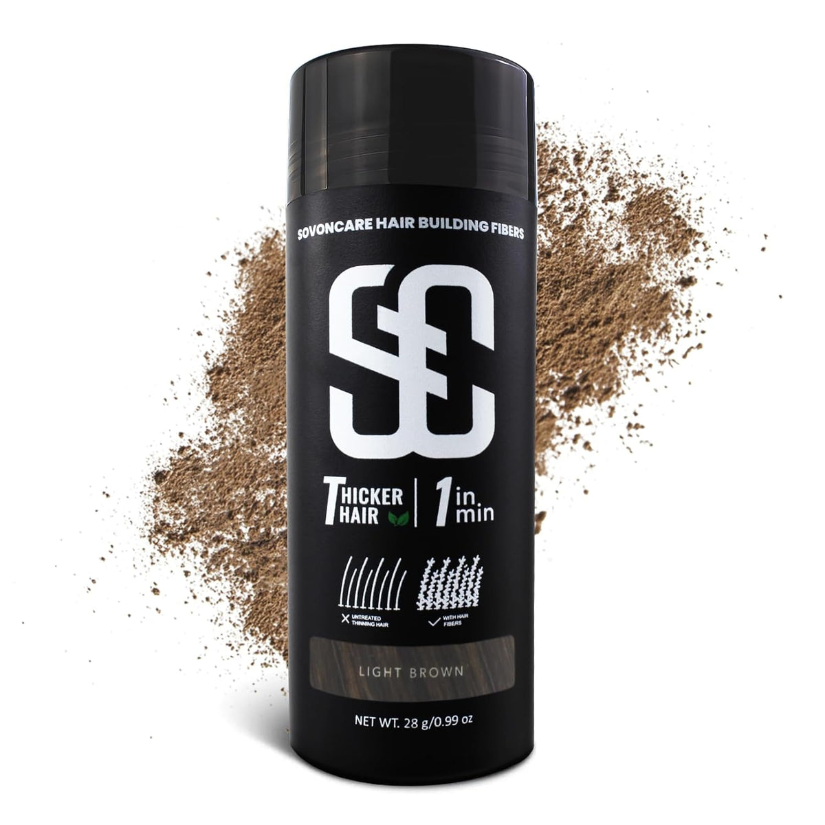 SOVONCARE Hair Fibers for Thinning Hair Light Brown, Hair Building Fibers for Bald Spots
