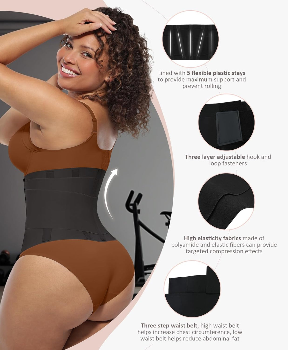 FeelinGirl Waist Trainer Belt Waist Cincher Trimmer Ab Belt Tummy Control Body Shaper with Triple