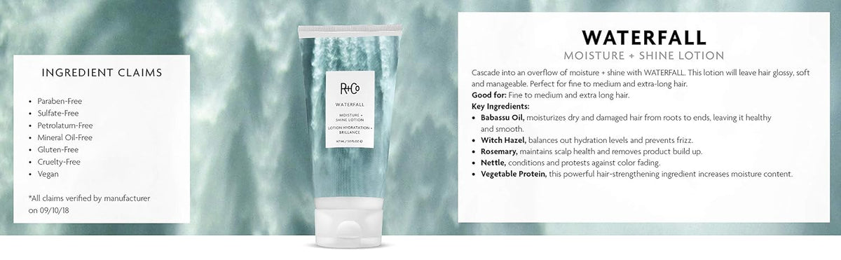 R+Co Waterfall Moisture and Shine Lotion | Lightweight Hair Hydration + Softness | Vegan +
