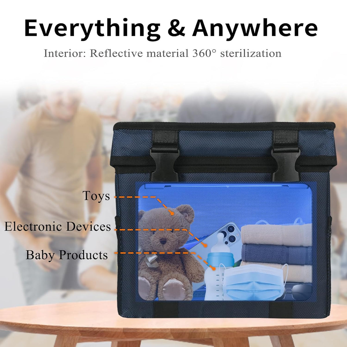 UV Light Sanitizer Ozone Box, Portable Foldable UV Cleaner Bag UVC Household Bag with 3-level Timer
