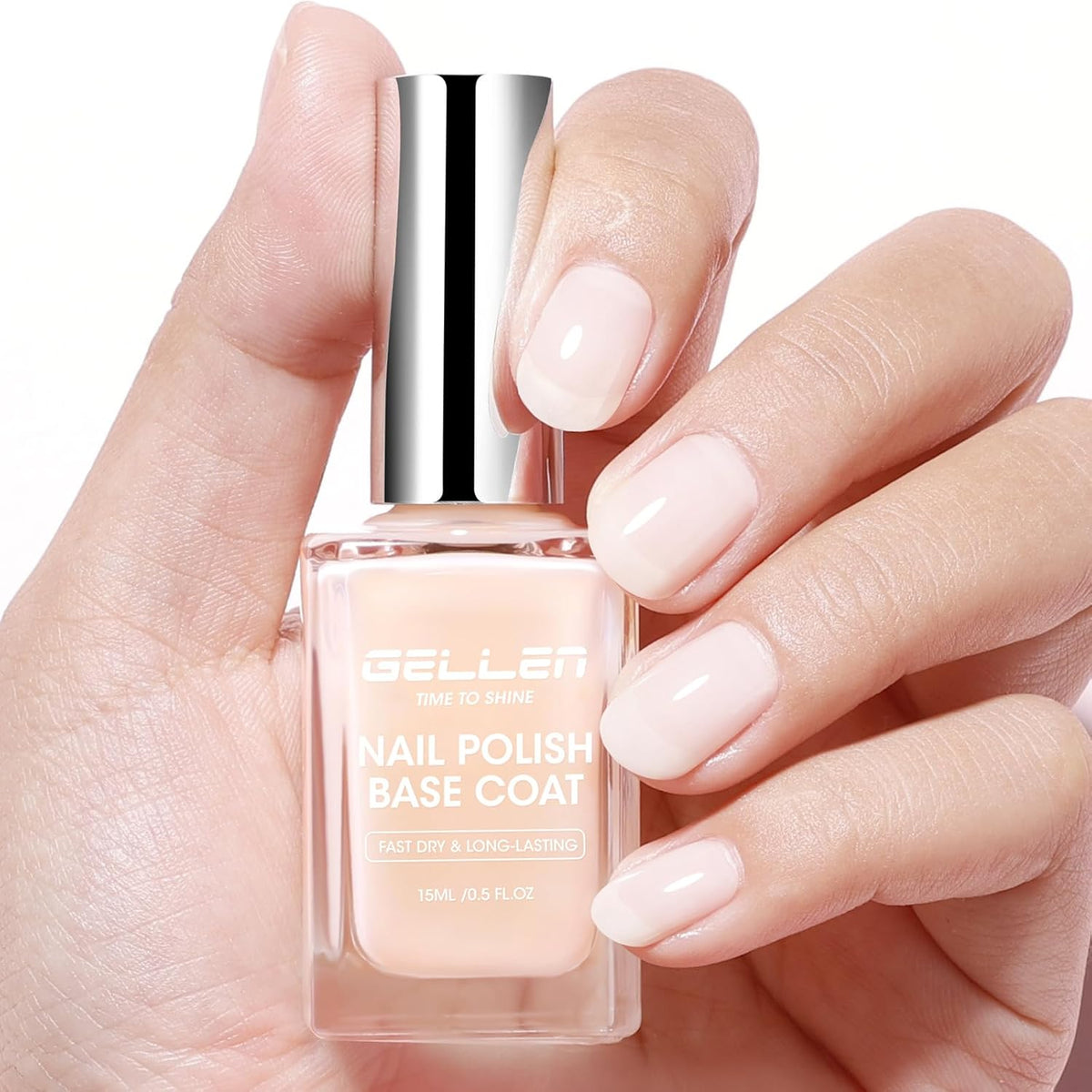 GELLEN 4‑in‑1 Clear Nail Polish Base Coat Sheer Tinted Cream Milky, Ridge Filler For Nails, Nail