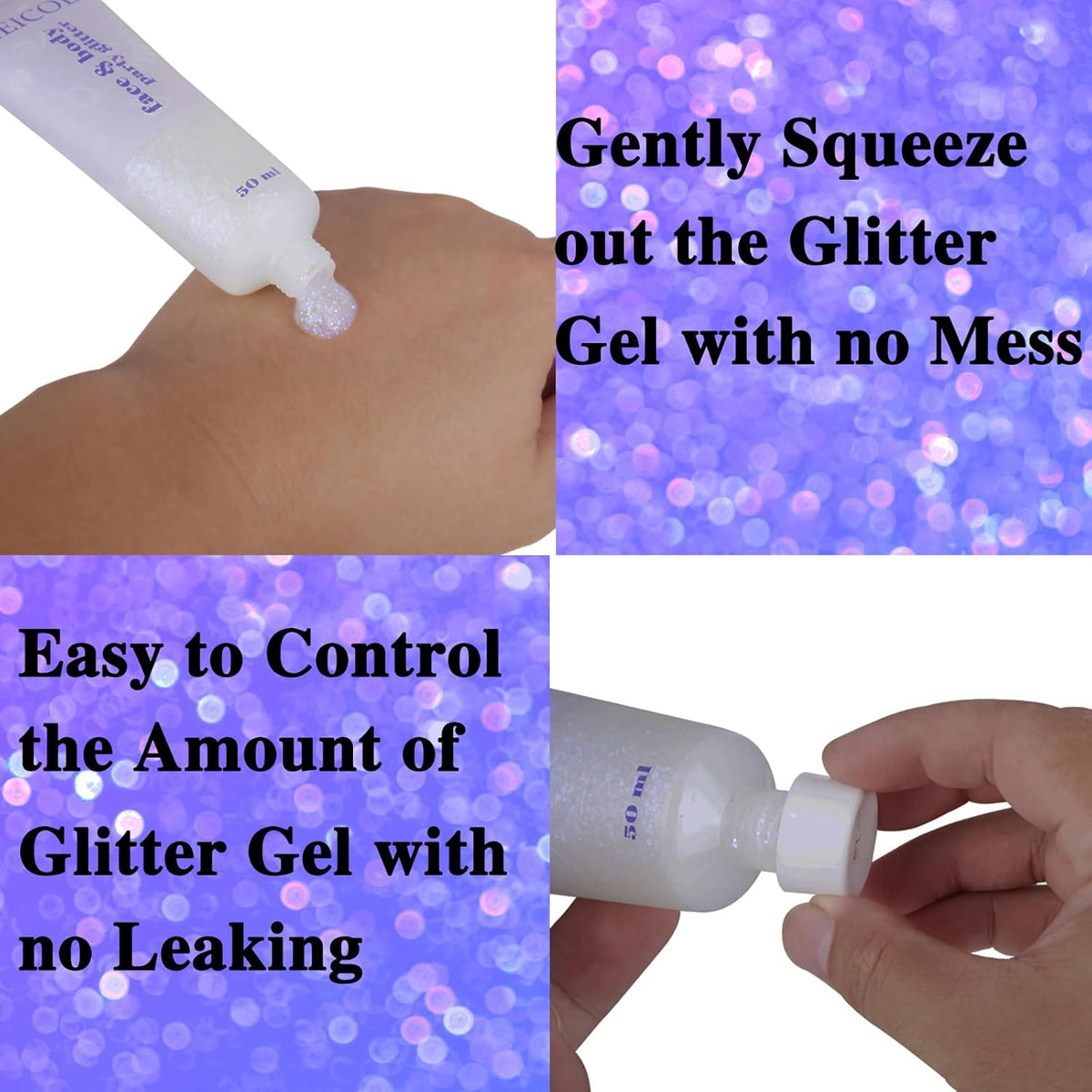 MEICOLY Sparkling Blue Body Glitter,Halloween Face Glitter,Color Changing Glitter Gel for