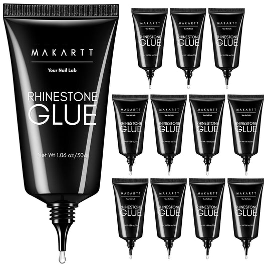 Makartt Rhinestone Glue for Nails 12PCS 30ML, Super Strong Gel Adhesive for Nail Salon, 3D Nail