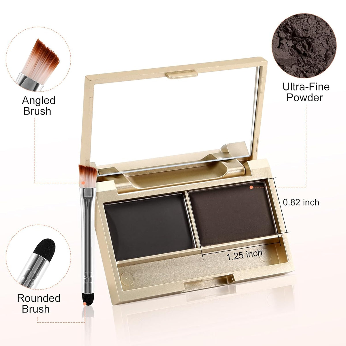Boobeen Eyebrow Powder Kit, 2-color Waterproof Eyebrow Palette Makeup to Definer & Filler Brows