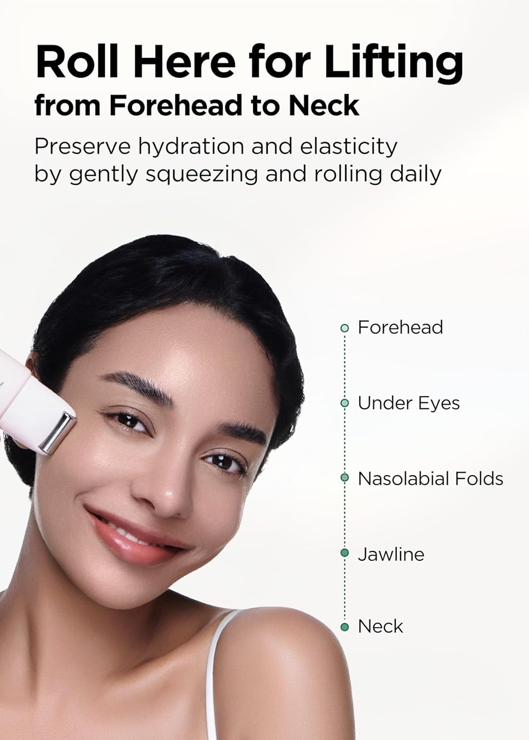 Bewants gua sha neck cream roller, korean neck cream with massage roller, rapid lift neck serum