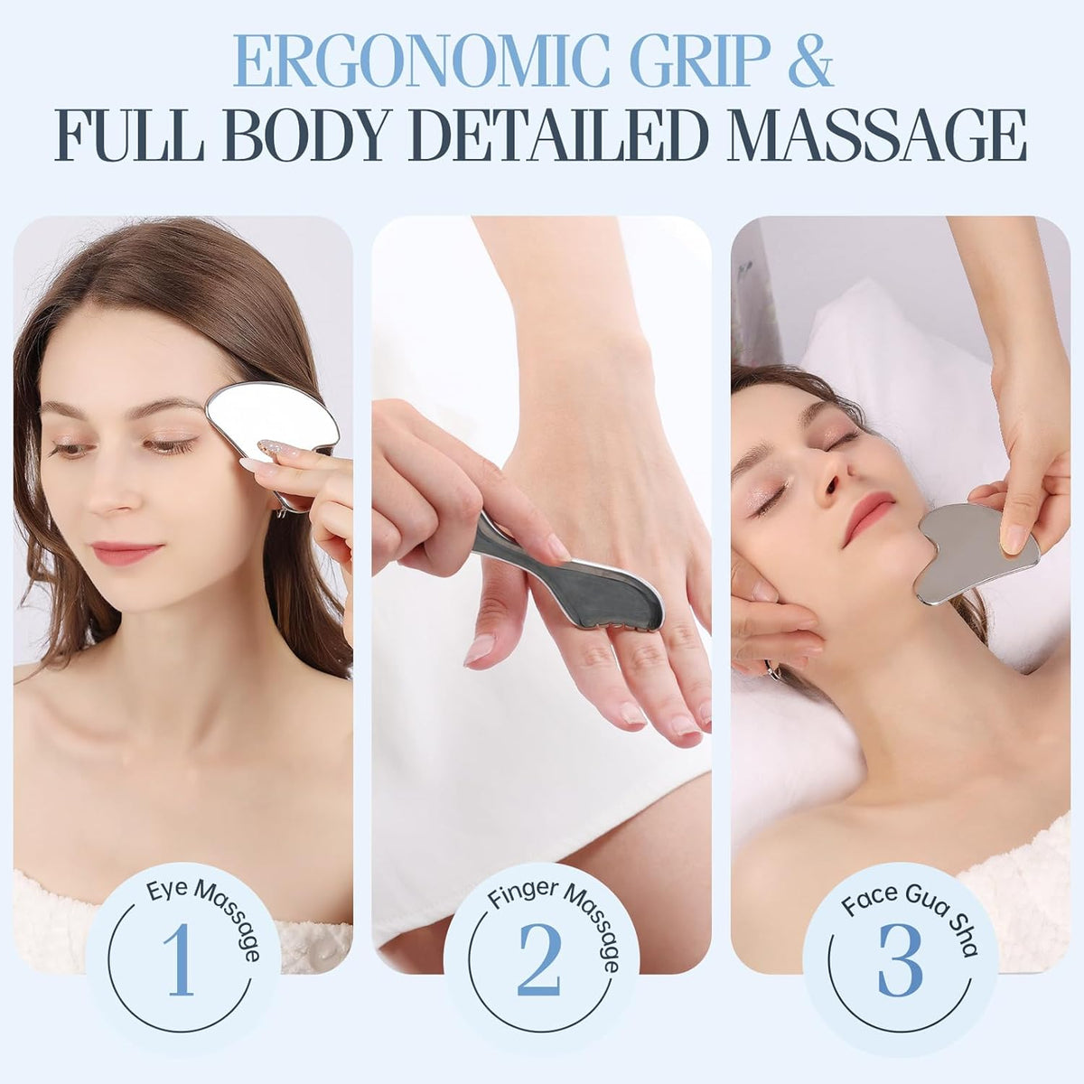 2Pcs Gua Sha Facial Tools Set,Guasha Massage Tool for Face&Body, Manual Massage Tool for Lymphatic