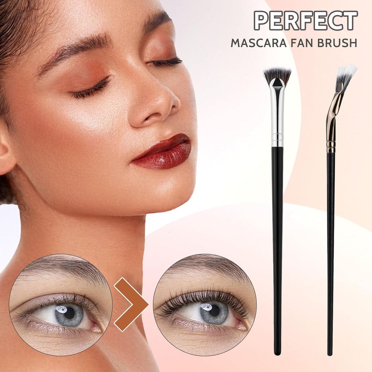 2Pcs Folding Angle Scalloped Lash Brush Multifunctional Fan Shaped Lashes Wand New Angled Eyelash