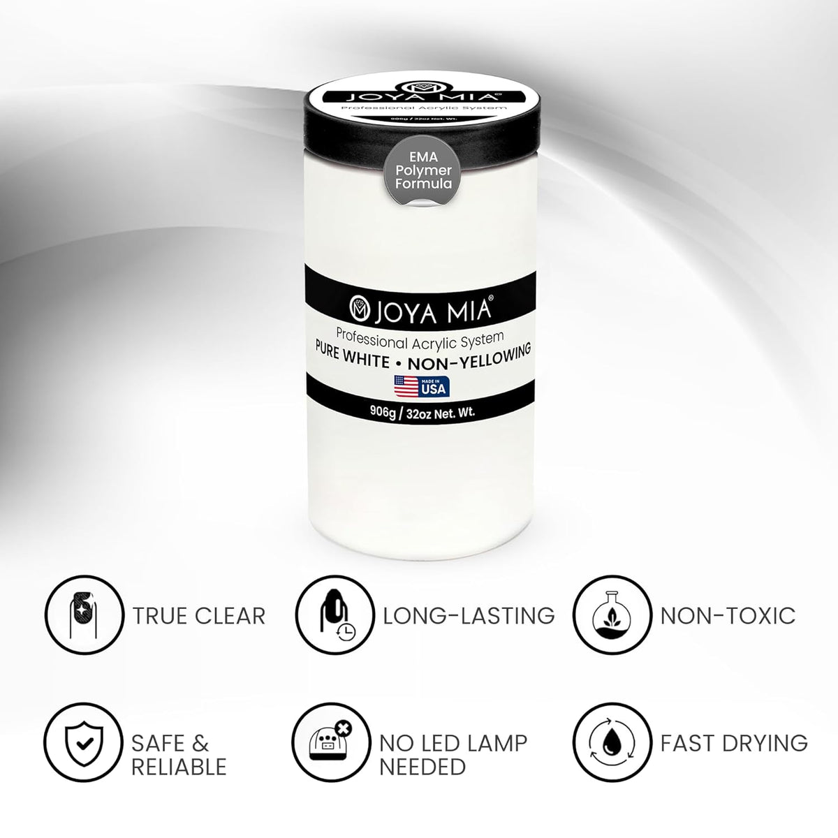 Joya Mia Acrylic Powder for Nails, MMA-Free, Super Adhesion Professional Powder for Flawless &