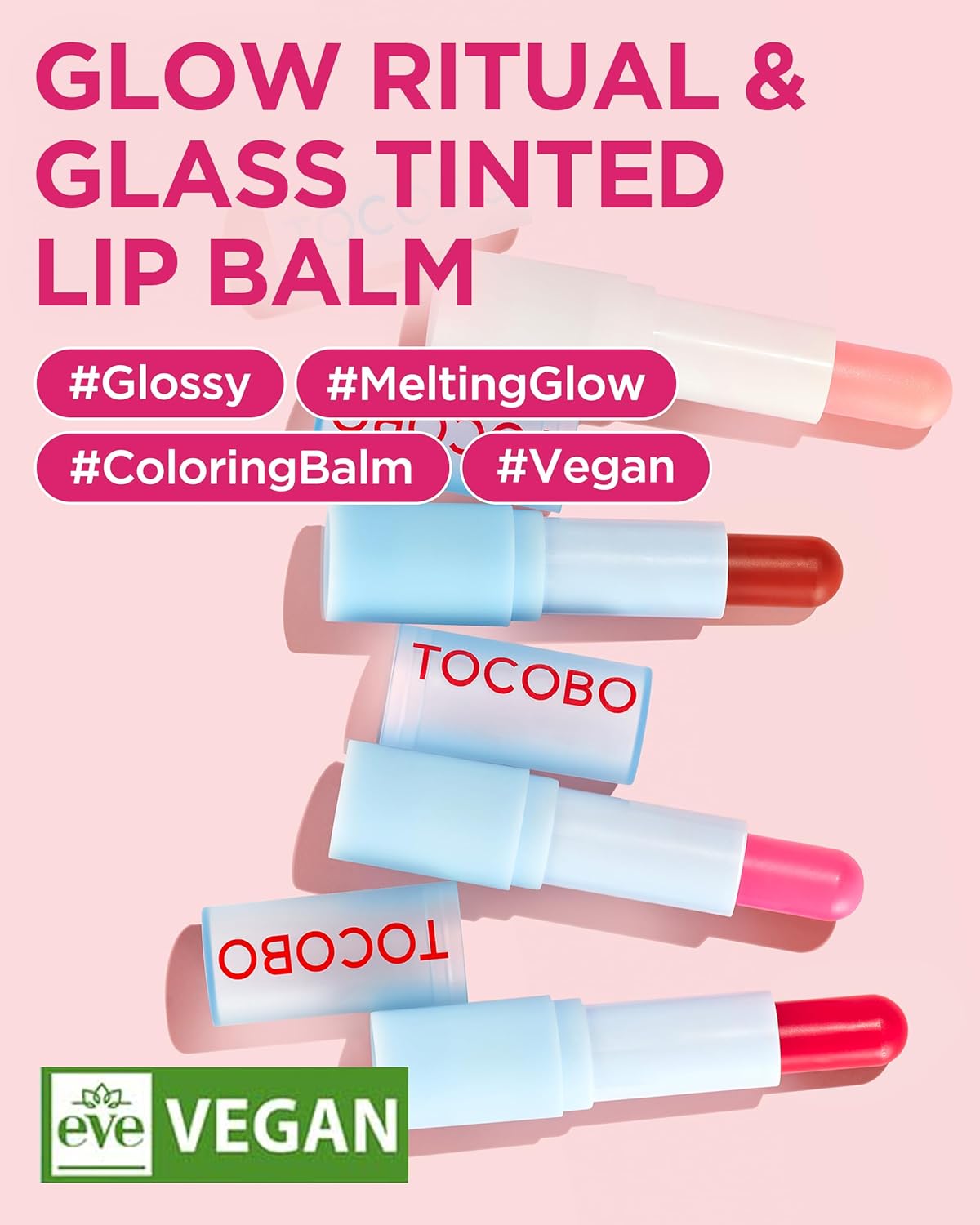 TOCOBO Glass Tinted Lip Balm 013 Tangerine Red 0.67 oz /19g | Glow Moisturizing Vegan Lip Balm &