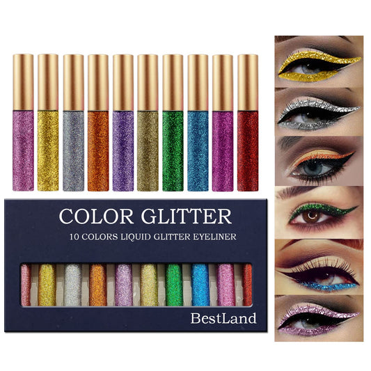 10 Colors Liquid Glitter Eyeliner Metallic Shimmer Glitter Eyeshadow Pigment Eyebrown Shimmer